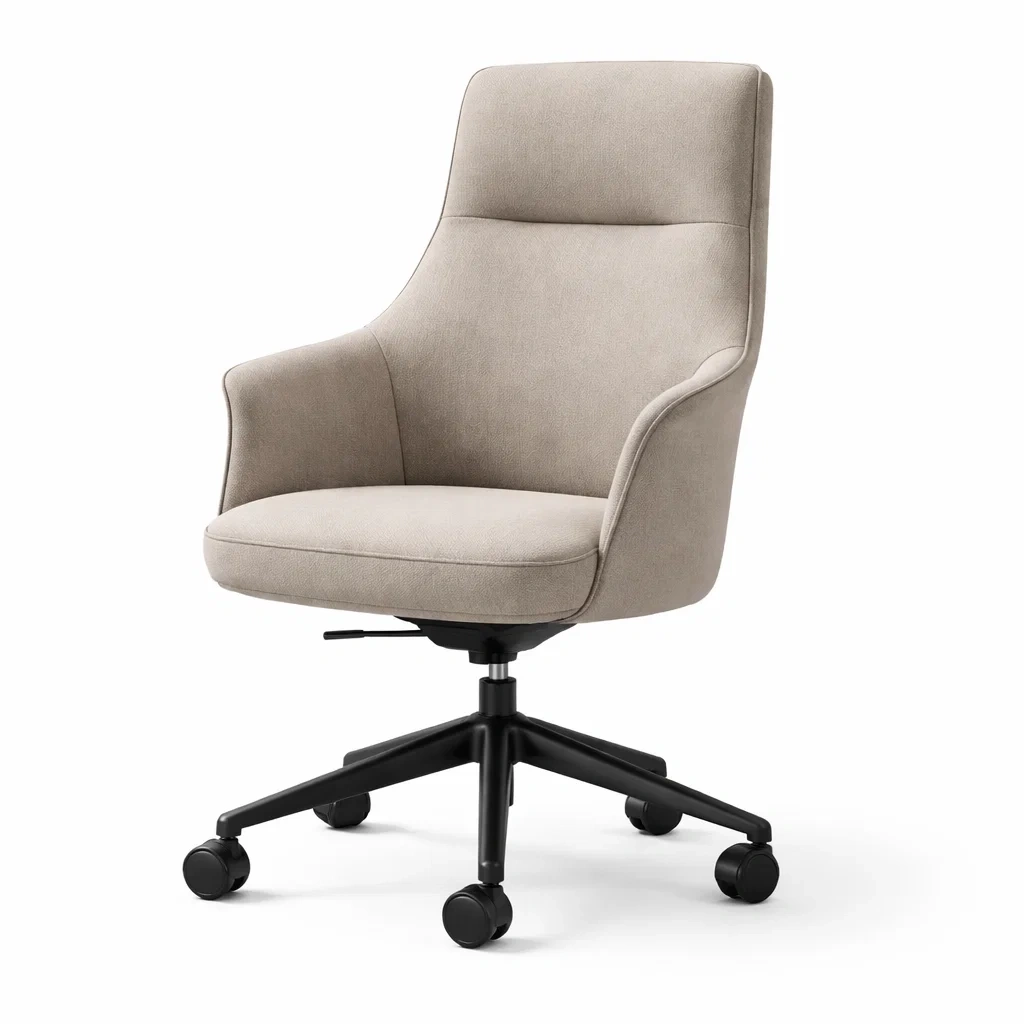 Fauteuil de bureau tissu beige forme enveloppante-hearthhint