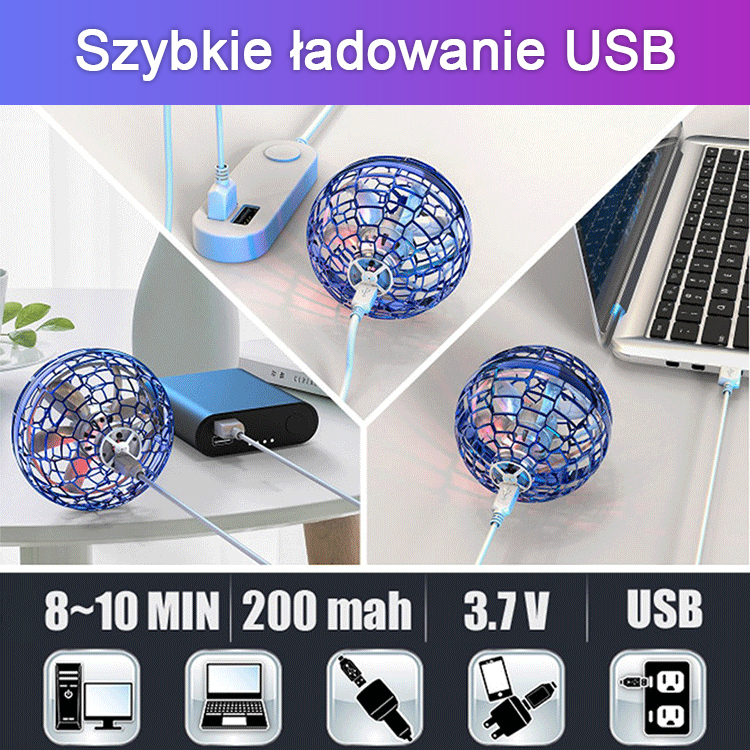 Magiczna Latająca Kula Bumerang LED 360° | Świecące UFO