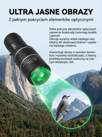 Wojskowy Monokular 16X HD | Zasięg 1800m | Płatność przy odbiorze