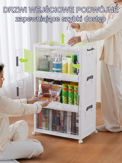  📦 Składana Szafka Bez Montażu | Otwierana na 2 Sposoby | Magnetyczne Drzwi i Kółka | -50% + Druga -30%