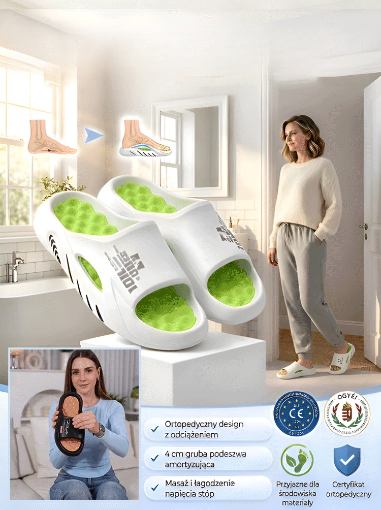 Ergonomiczne Klapki 3D z Masażem SPA | Gruba Podeszwa 4cm i Wsparcie Łuku Stopy