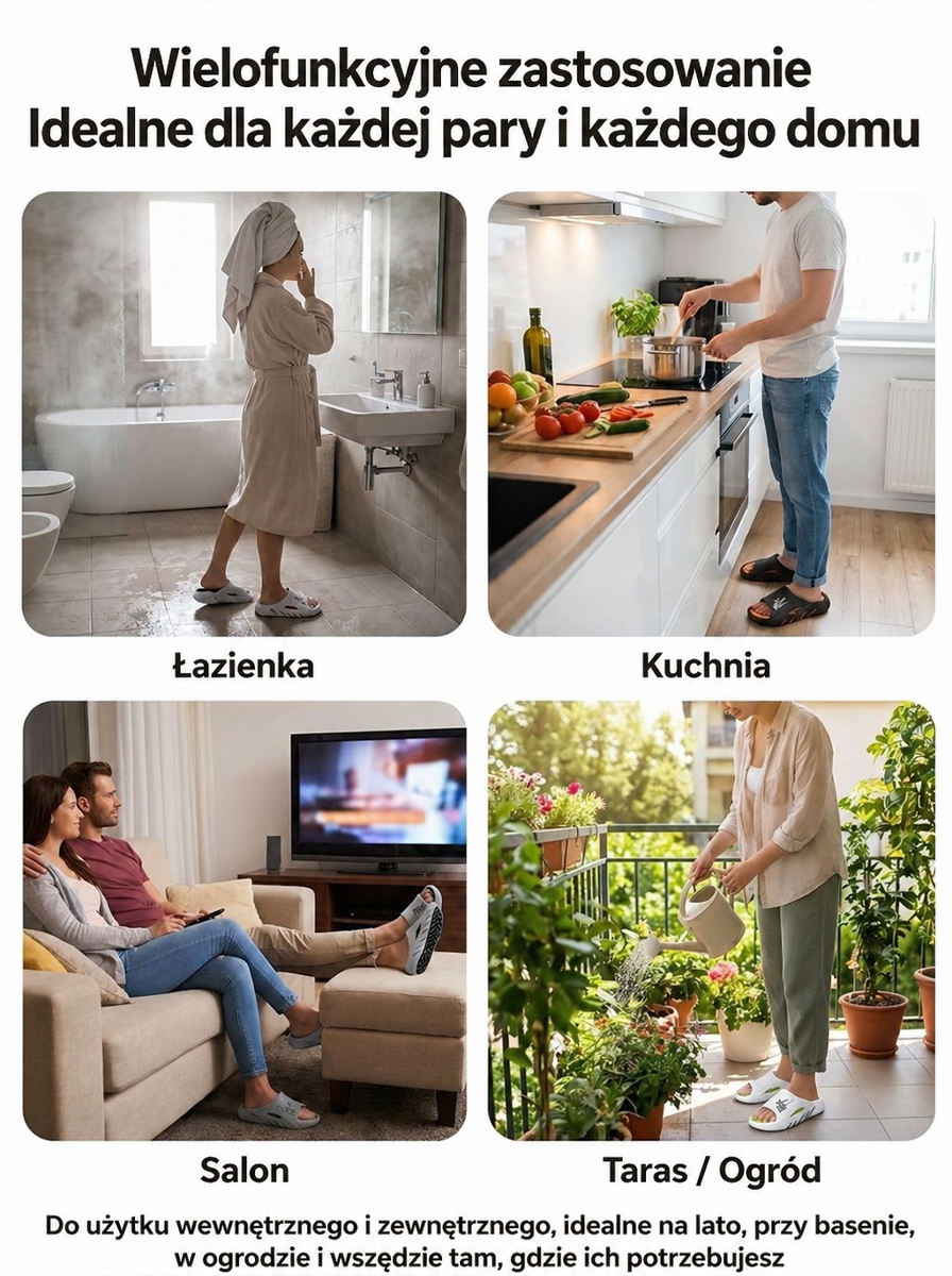 Ergonomiczne Klapki 3D z Masażem SPA | Gruba Podeszwa 4cm i Wsparcie Łuku Stopy