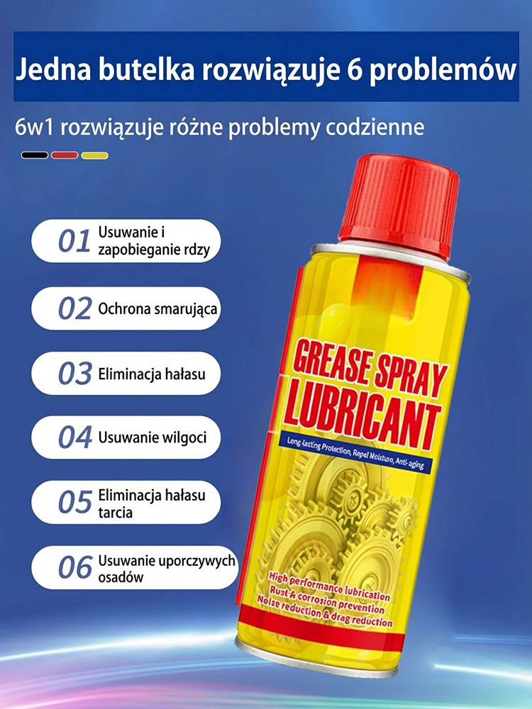 [Cud w 3 Sekundy] Przemysłowy Spray na Rdzę i Smar 6w1 | Mikropenetracja (Pojemność XL 450ml)