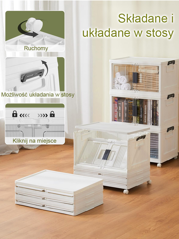  📦 Składana Szafka Bez Montażu | Otwierana na 2 Sposoby | Magnetyczne Drzwi i Kółka | -50% + Druga -30%