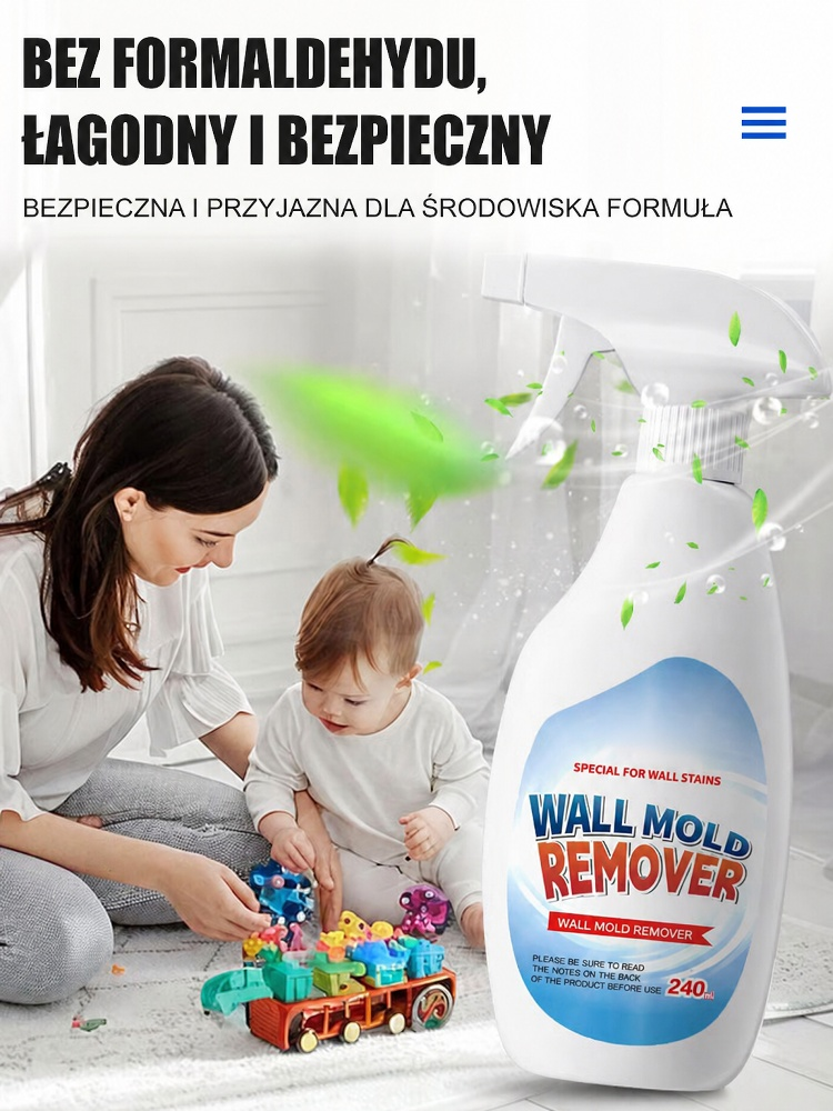 [Certyfikat UE] Ekologiczny Spray na Pleśń i Grzyba | Roślinna Formuła | Bez Szorowania | Bezpieczny dla Rodziny