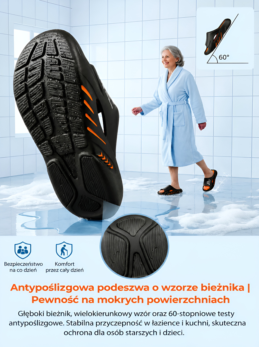 Ergonomiczne Klapki 3D z Masażem SPA | Gruba Podeszwa 4cm i Wsparcie Łuku Stopy