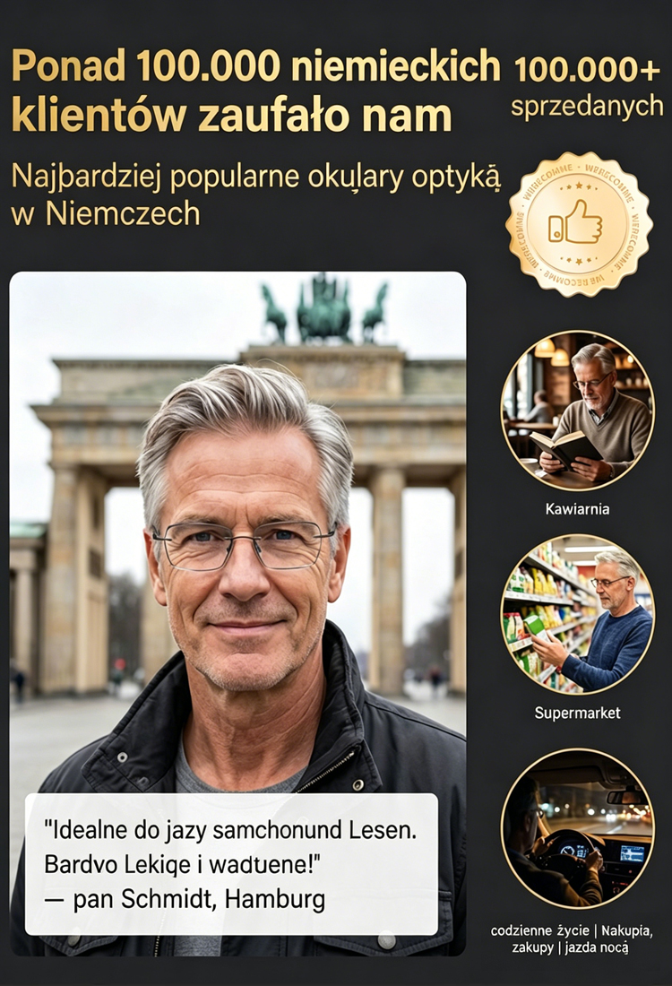  [Niemiecka Technologia] Inteligentne Okulary 3w1 z Autofokusem | Fotochromy + Noktowizja | Lekki Tytan-Xyfti