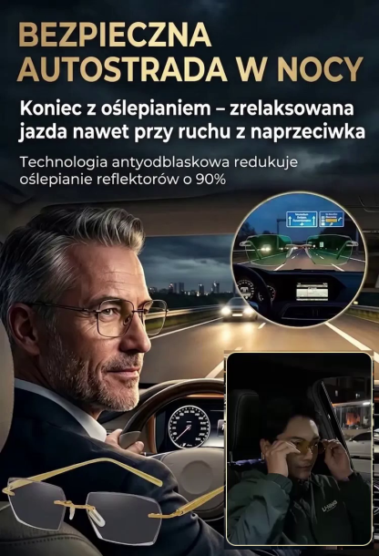  [Niemiecka Technologia] Inteligentne Okulary 3w1 z Autofokusem | Fotochromy + Noktowizja | Lekki Tytan