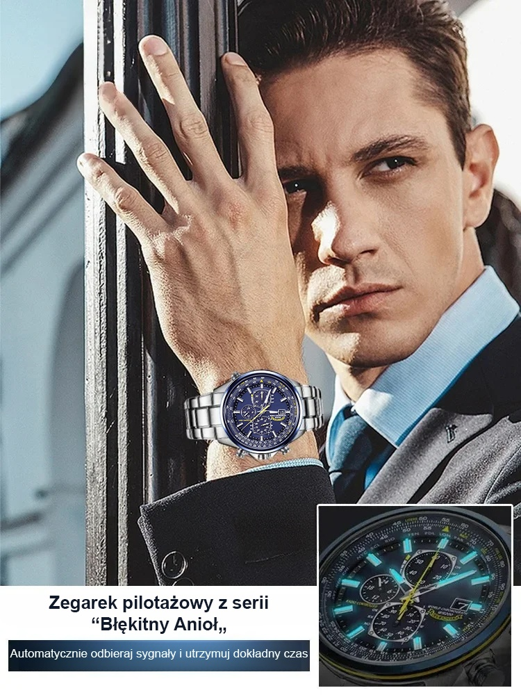 【Edycja Blue Angels】 Zegarek lotniczy premium | Zasilanie solarne | Wodoszczelność 20 bar | Szkło szafirowe