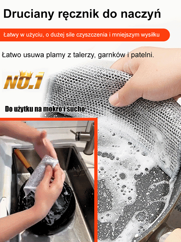 【Zamiast Druciaka】Dwustronna Magiczna Myjka ze Srebrnej Nici - Nie Rysuje, Silnie Odtłuszcza, Na Mokro i na Sucho-Xyfti