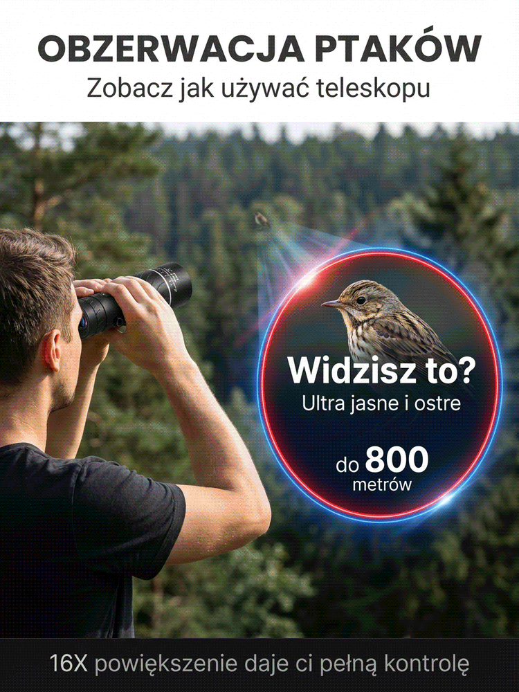 Wojskowy Monokular 16X HD | Zasięg 1800m | Płatność przy odbiorze