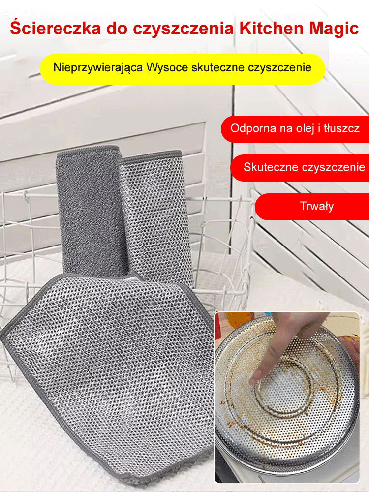 【Zamiast Druciaka】Dwustronna Magiczna Myjka ze Srebrnej Nici - Nie Rysuje, Silnie Odtłuszcza, Na Mokro i na Sucho-Xyfti