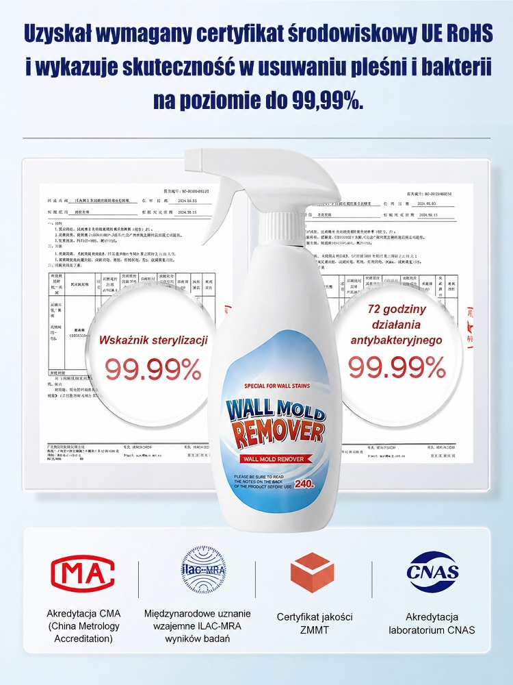 [Certyfikat UE] Ekologiczny Spray na Pleśń i Grzyba | Roślinna Formuła | Bez Szorowania | Bezpieczny dla Rodziny