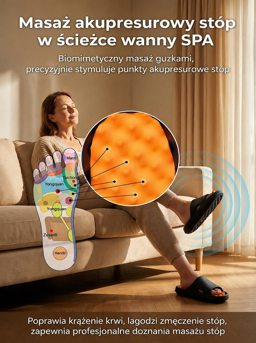 Ergonomiczne Klapki 3D z Masażem SPA | Gruba Podeszwa 4cm i Wsparcie Łuku Stopy