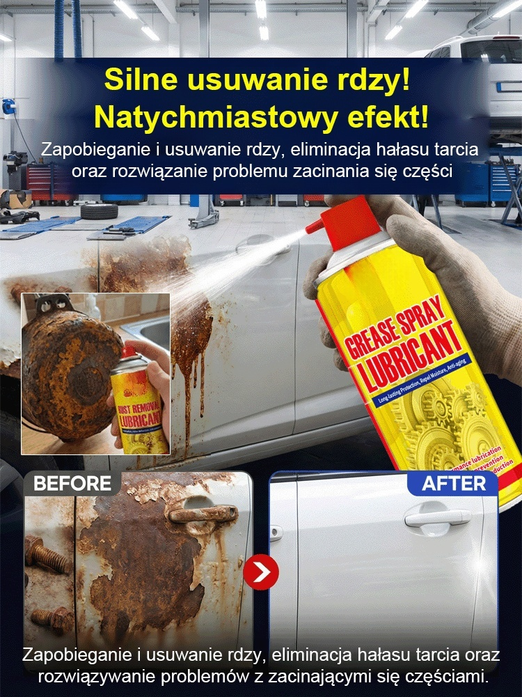 [Cud w 3 Sekundy] Przemysłowy Spray na Rdzę i Smar 6w1 | Mikropenetracja (Pojemność XL 450ml)