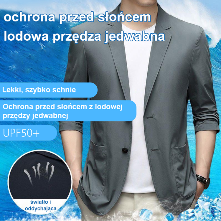[Chłodzi -3°C] Ultra Lekka Marynarka z Lodowego Jedwabiu | Wyszczupla, Bez Prasowania, UPF50+