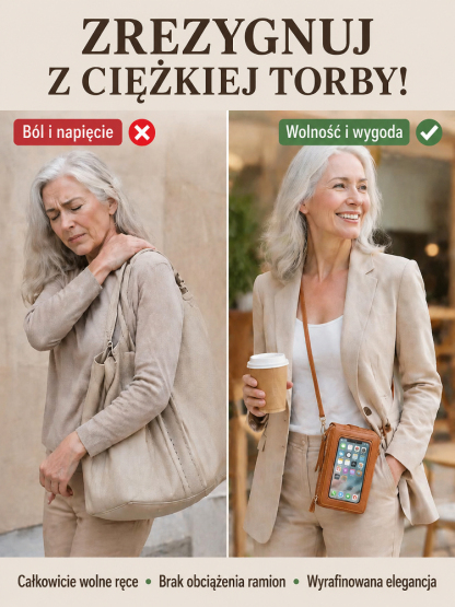 Viralowa Torebka Crossbody z Ekranem | Cichy Luksus, Ochrona RFID, Tylko 200g