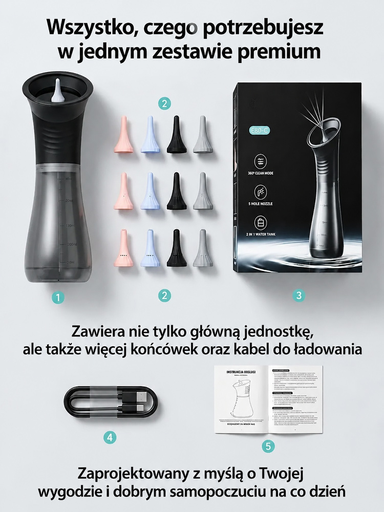 Przenośny ręczny irygator do uszu