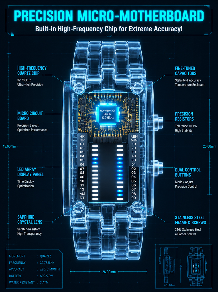 Cyberpunk Binary LED Watch
