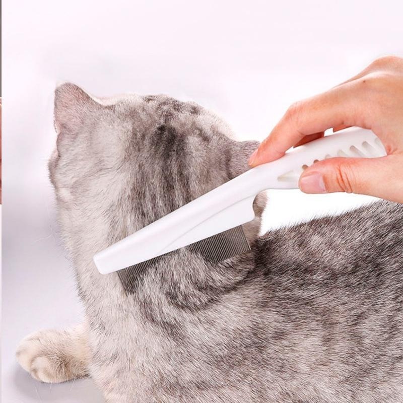 Cat-specific steel needle flea comb