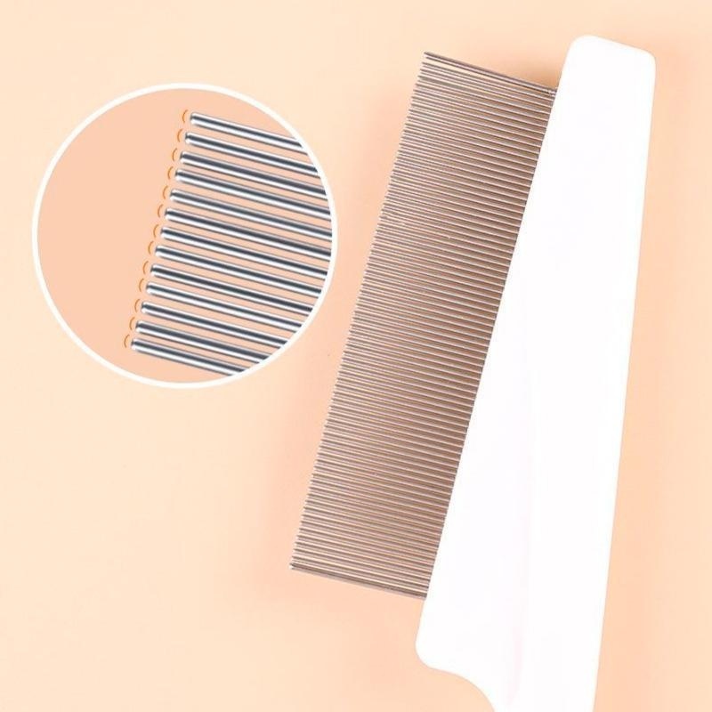 Cat-specific steel needle flea comb