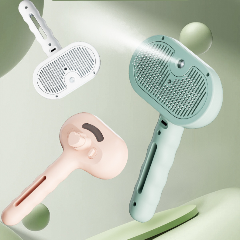 Press-type spray massage comb