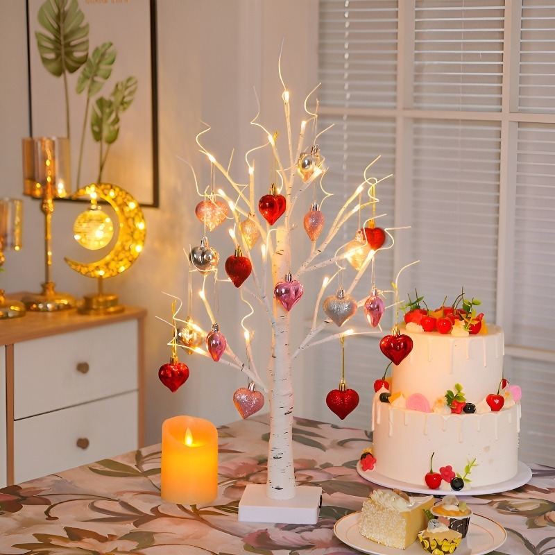 Luces LED en forma de corazón para decoración festiva y árbol