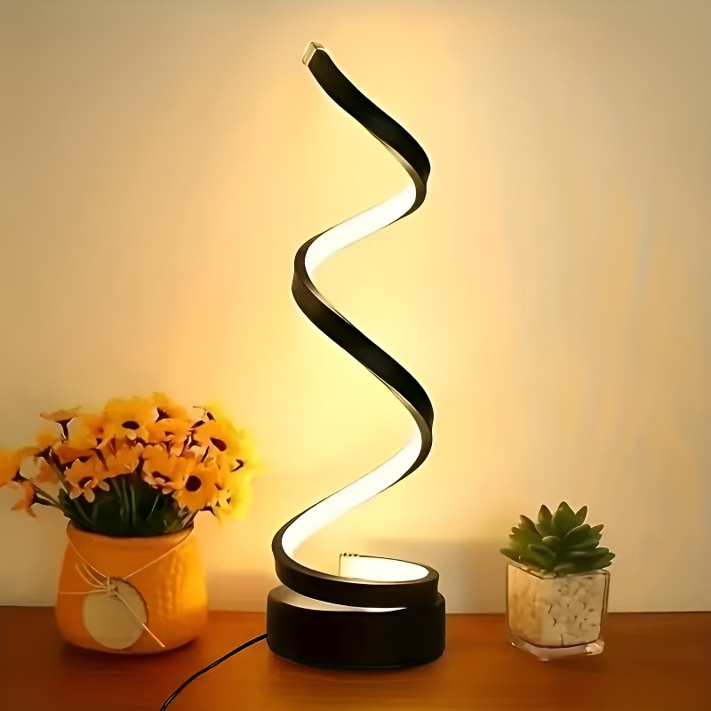 Lámpara de mesa LED en espiral ajustable con USB