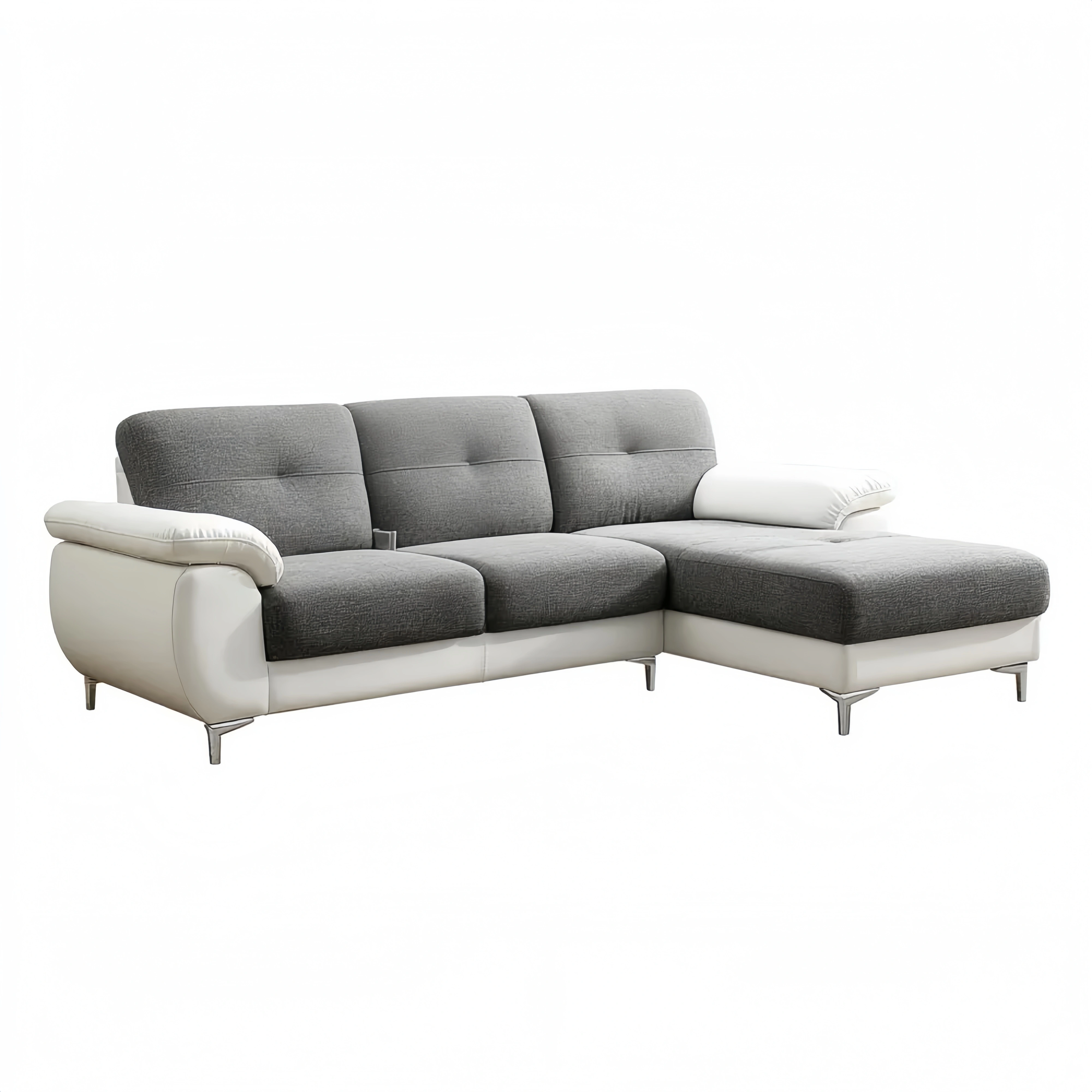 Ecksofa Stoff 250x150x85 cm – Grau/Weiß – Modernes Design