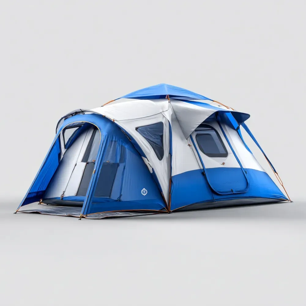 Campingzelt 6 Personen 400x300x200 cm Wasserdicht Blau-Weiß – Schnellaufbau