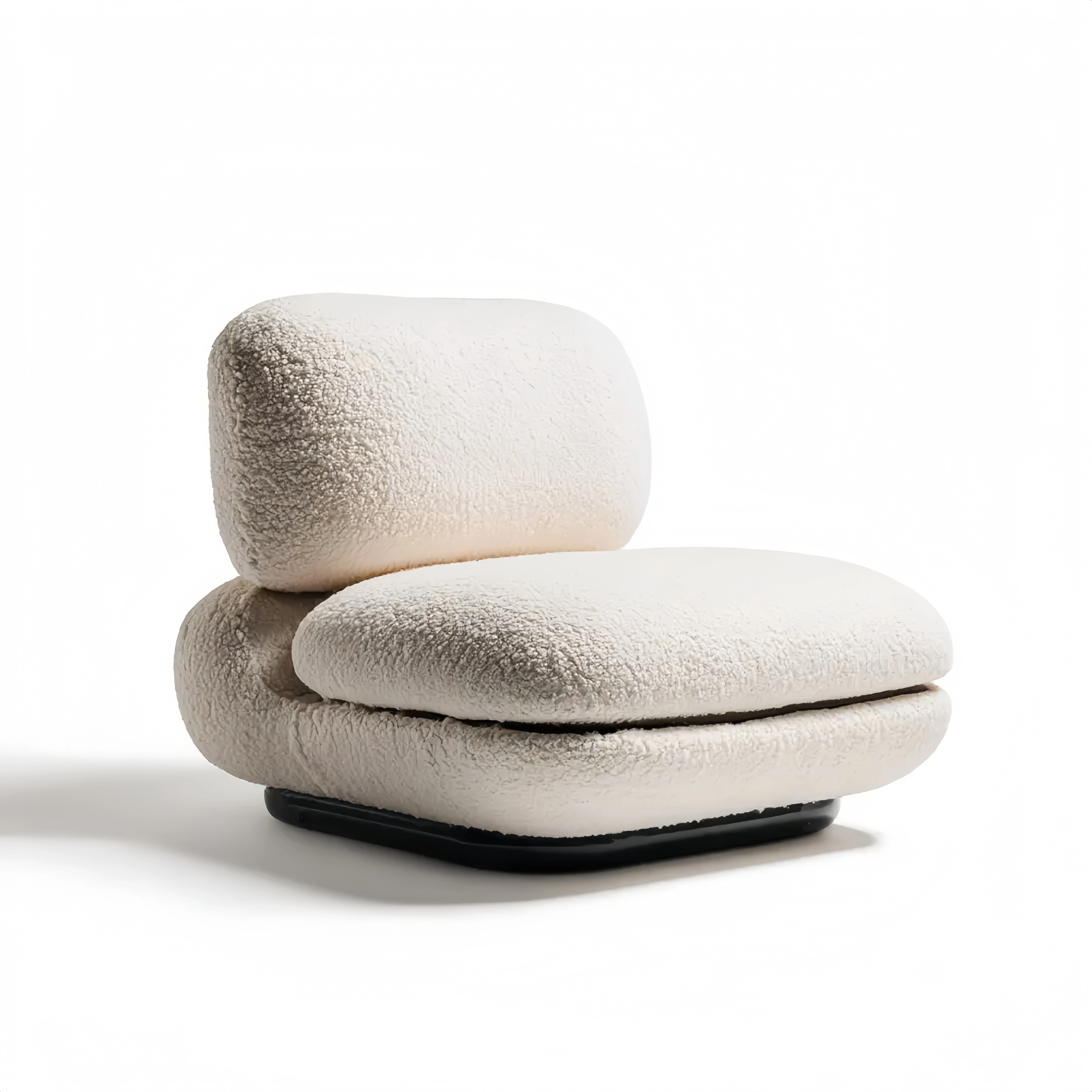 Loungesessel flauschiger Stoff 80x90x75 cm – Cremeweiß – Moderner Stil