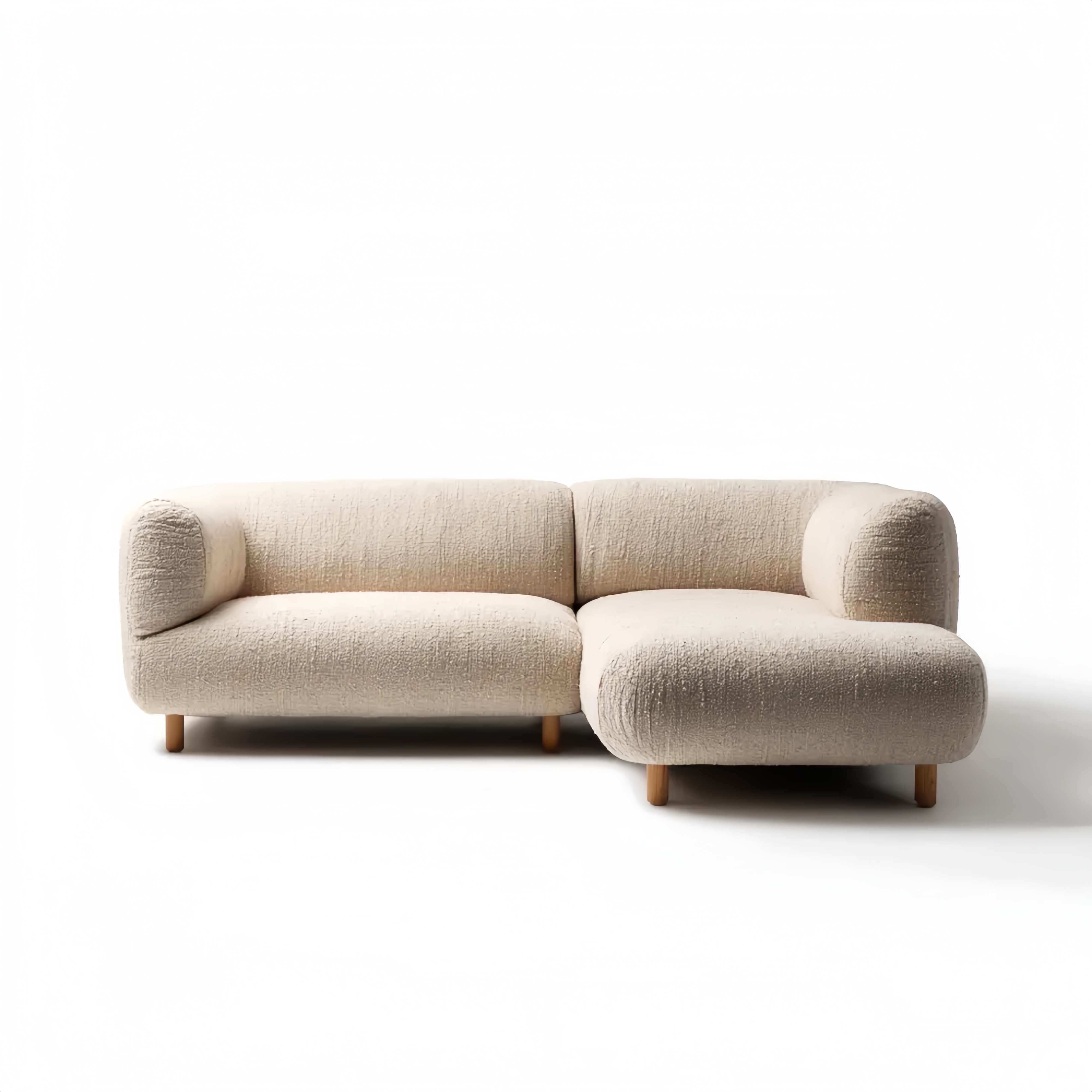 Ecksofa Stoffbezug 250x140x85 cm – Creme – Modernes Design