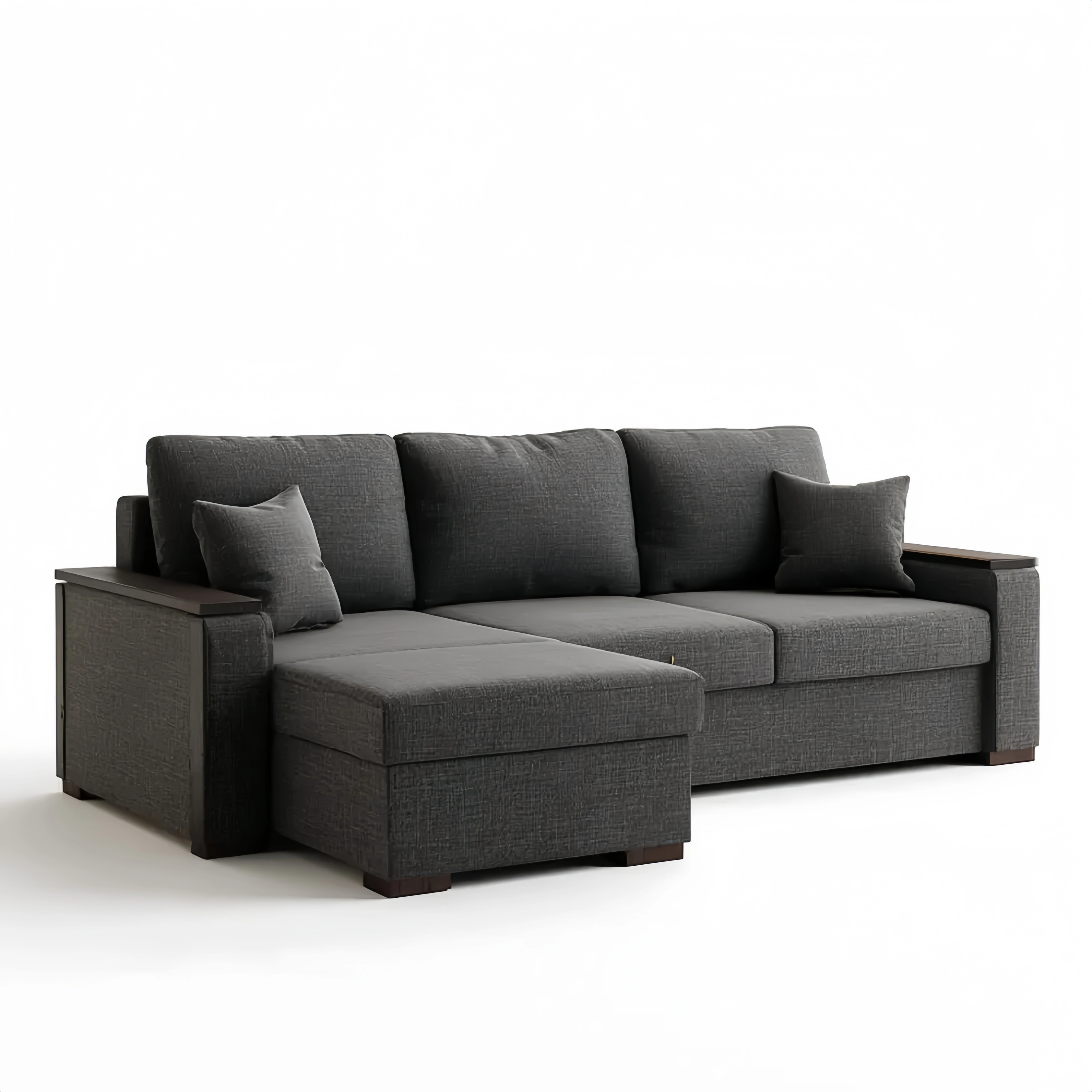 Ecksofa Stoff 250x150x85 cm - Dunkelgrau - Modernes Design