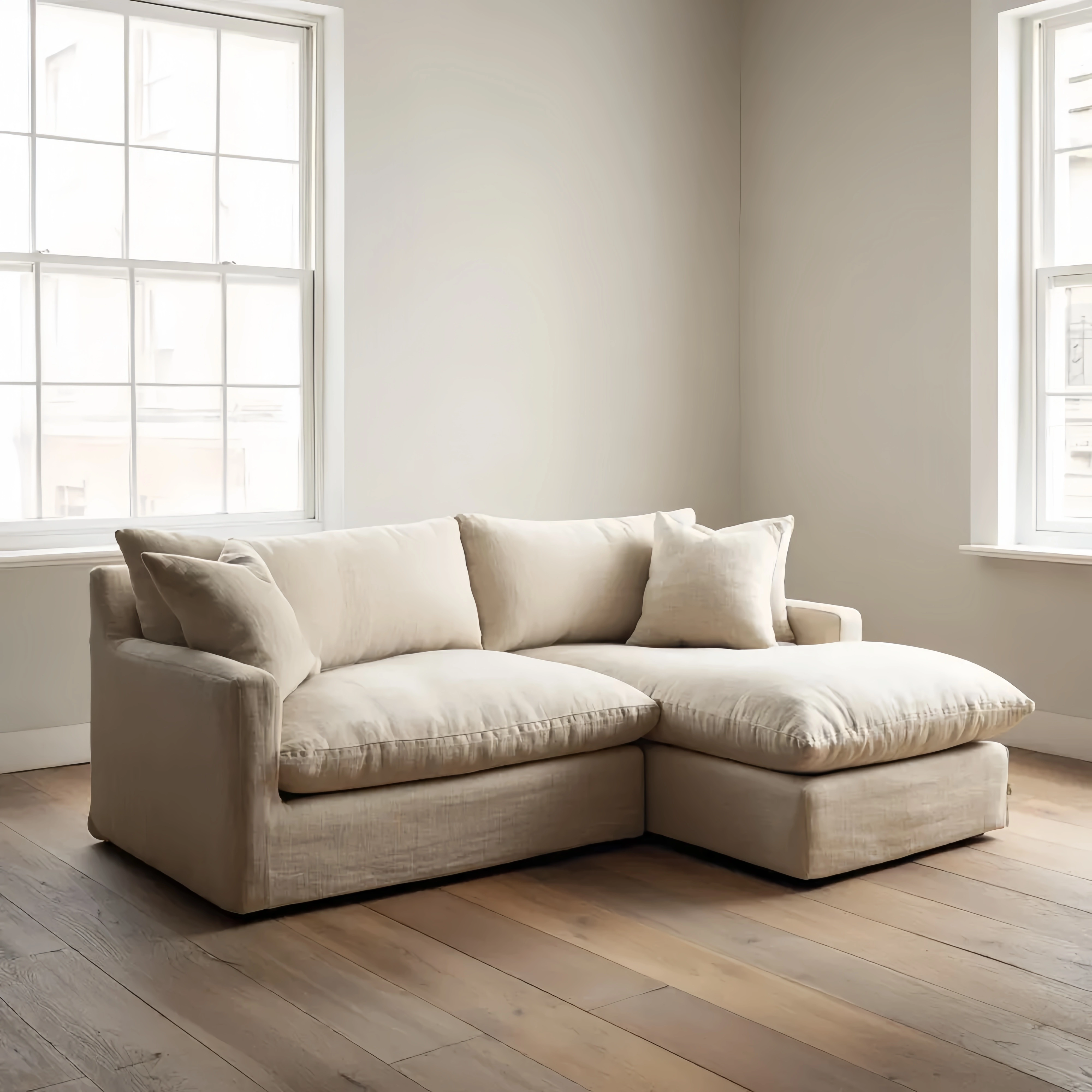 Ecksofa Stoff 250x150x90 cm – Beige – Moderner Minimalismus