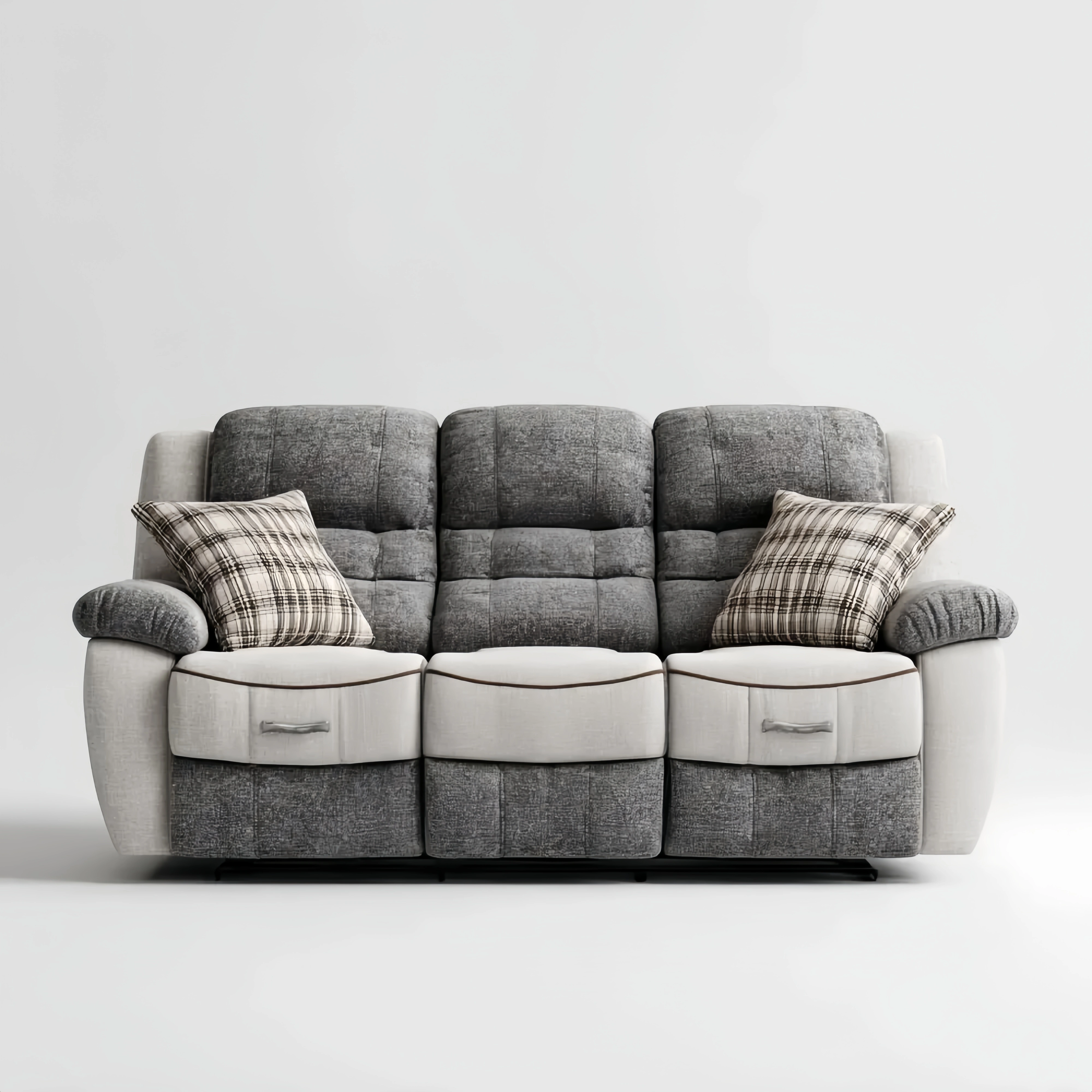 3-Sitzer-Sofa Stoffpolsterung 200x90x100 cm – Grau/Beige – Moderner Komfort