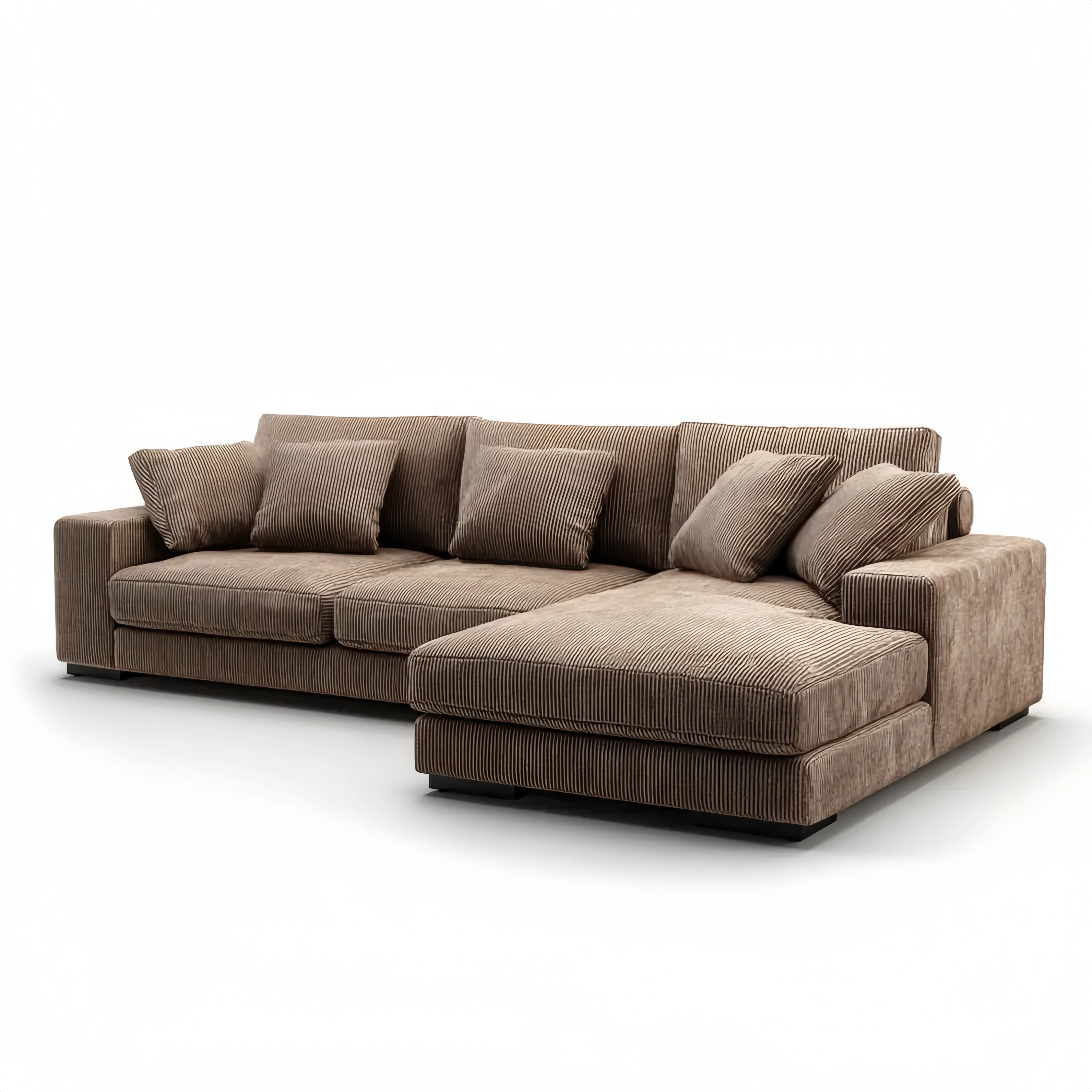Ecksofa Cord 280x180x90 cm – Braun – Modernes Design