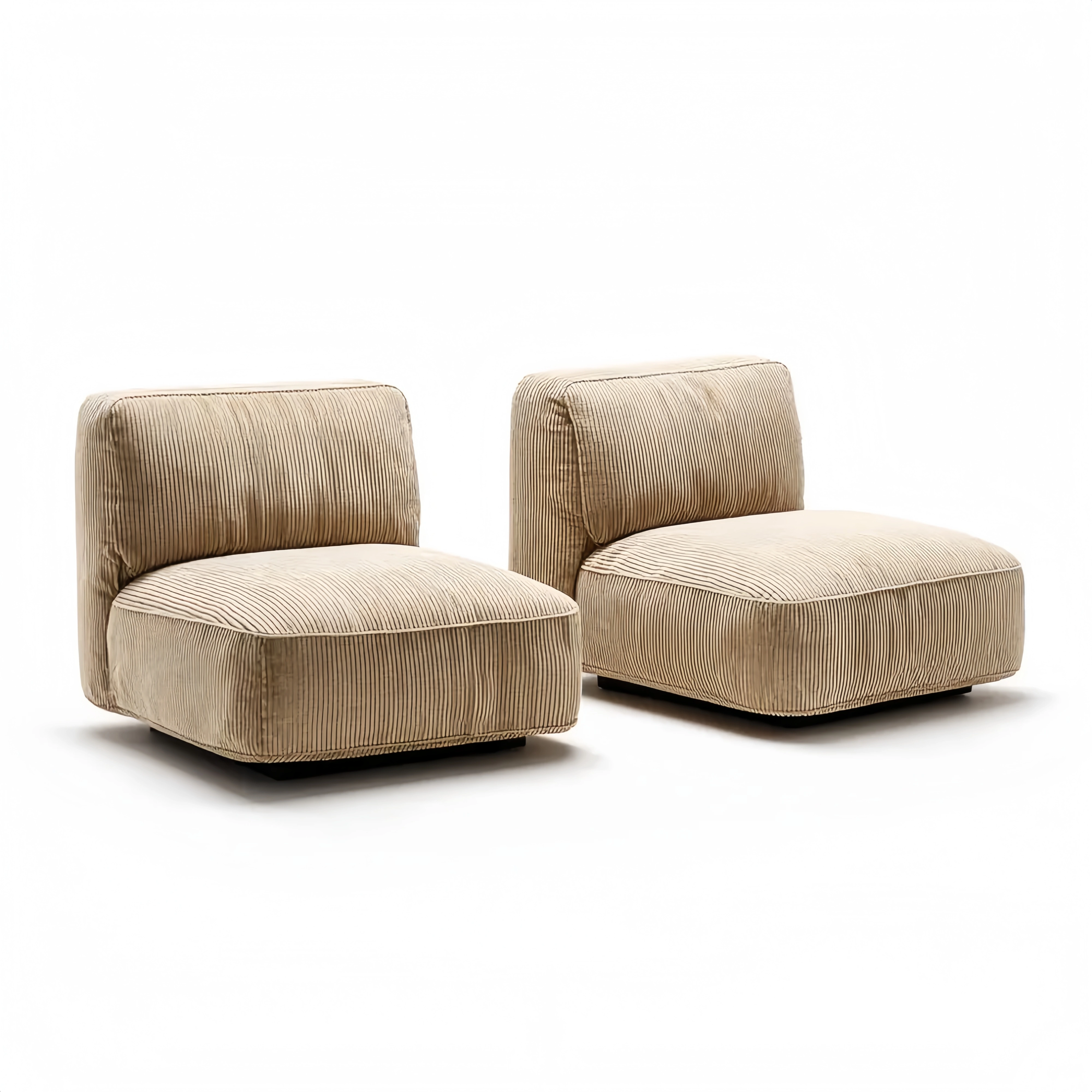 Loungesessel Set 85x90x70 cm Cordstoff Beige - Zeitgenössisches Design
