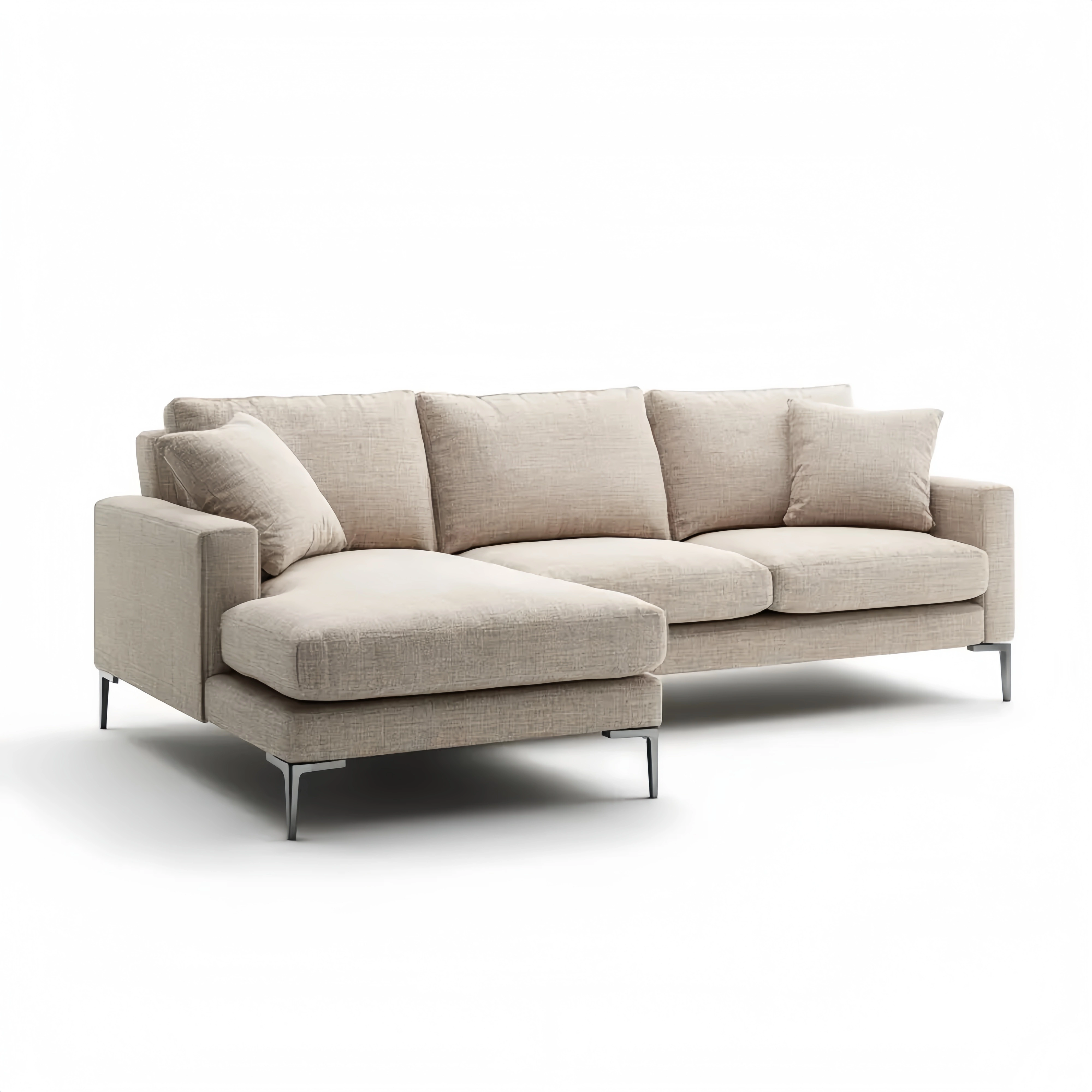 Ecksofa Stoff 250x90x85 cm – Beige – Modernes Design