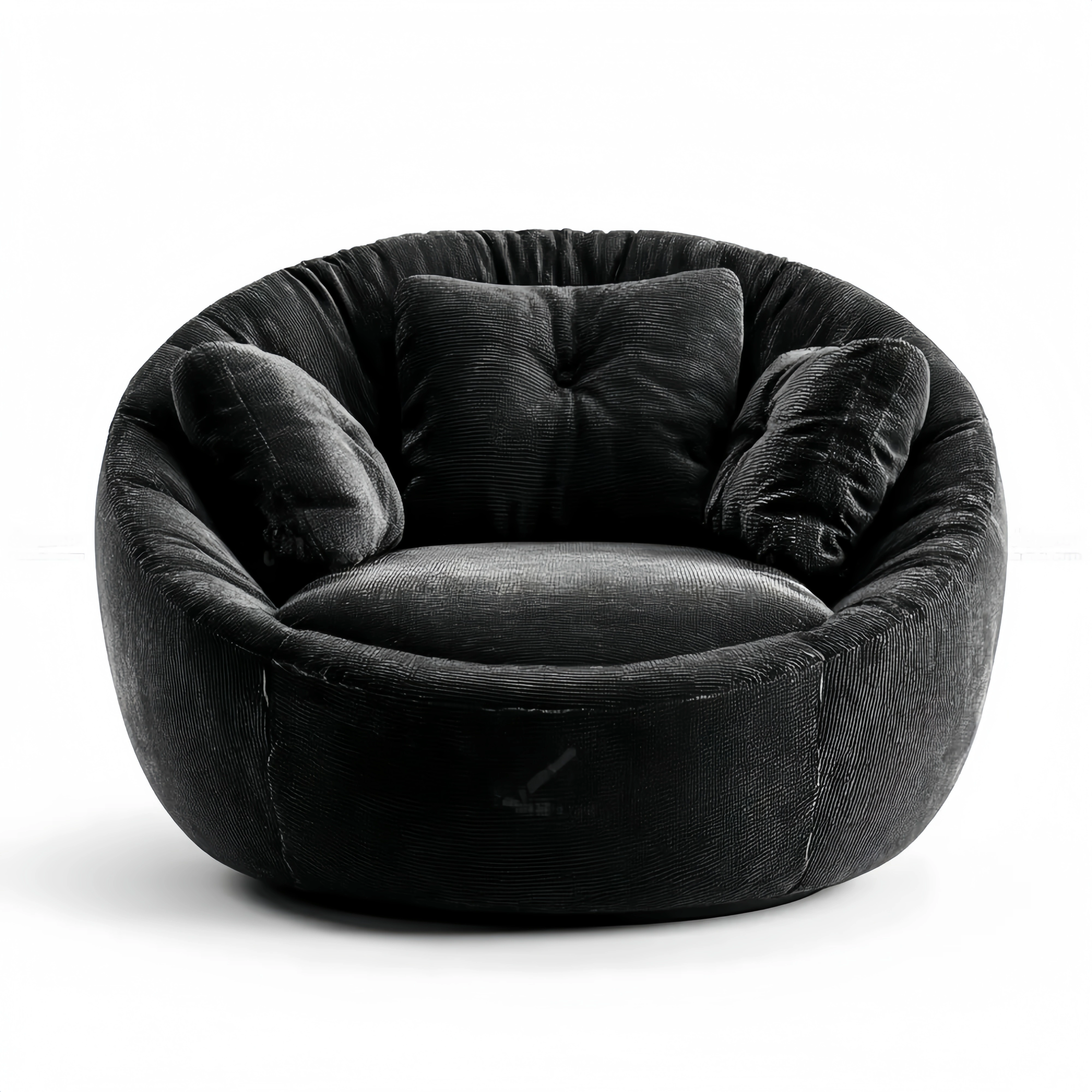 Runder Loungesessel Stoff 100x100x85 cm – Schwarz – Moderner Stil