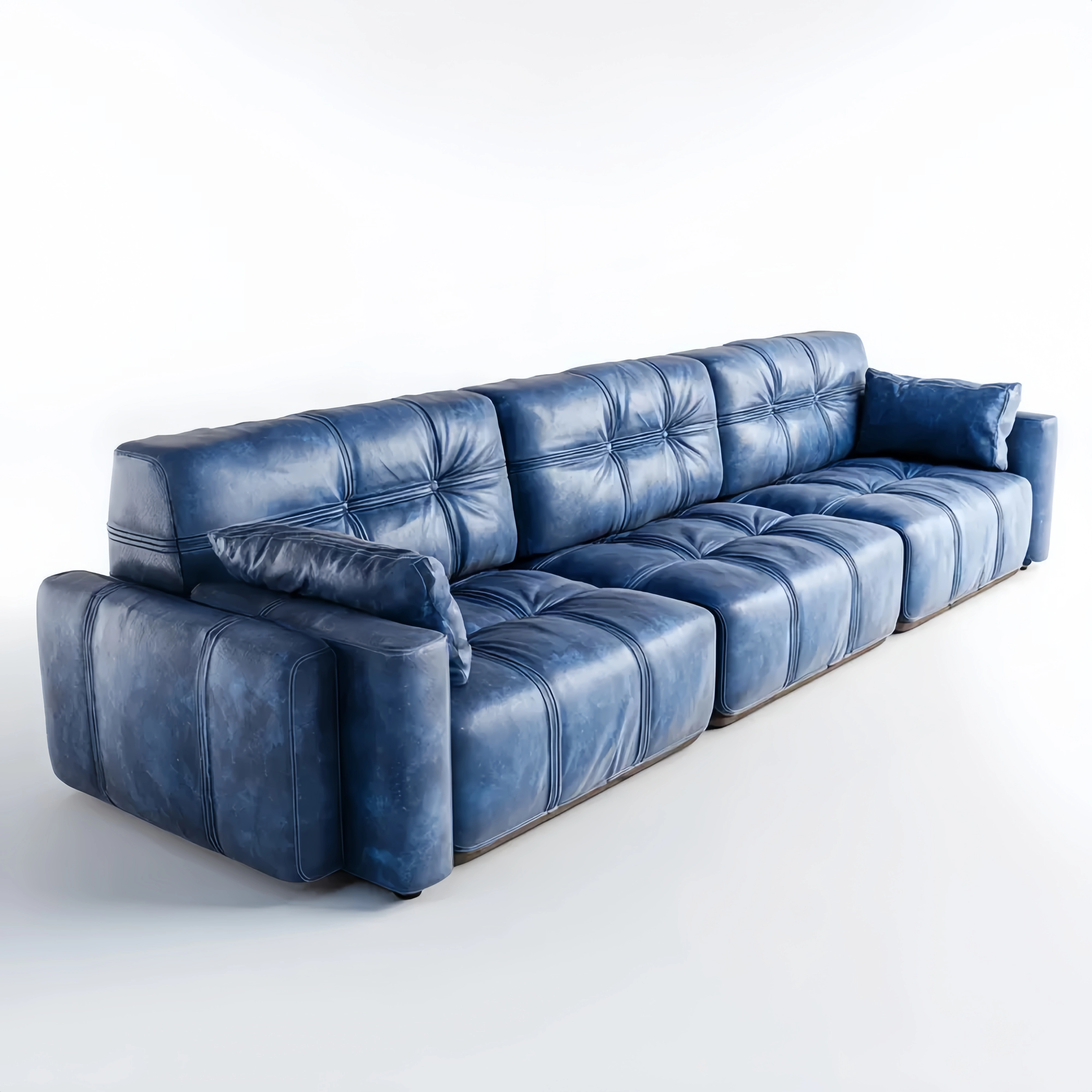 3-Sitzer-Sofa Echtleder 250x100x90 cm – Blau – Moderner Stil