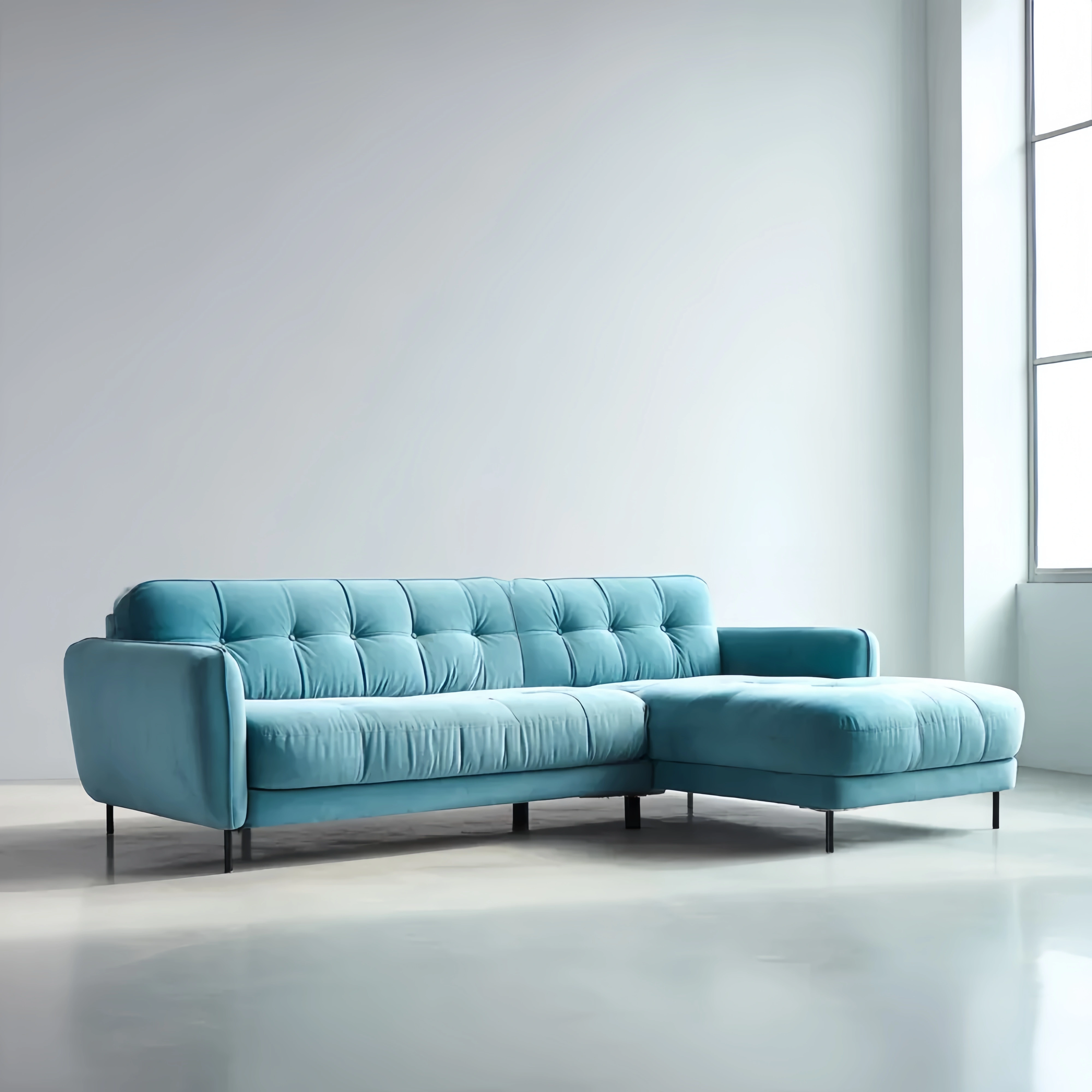 Ecksofa Samtgepolstert 280x160x85 cm – Türkis – Modernes Design