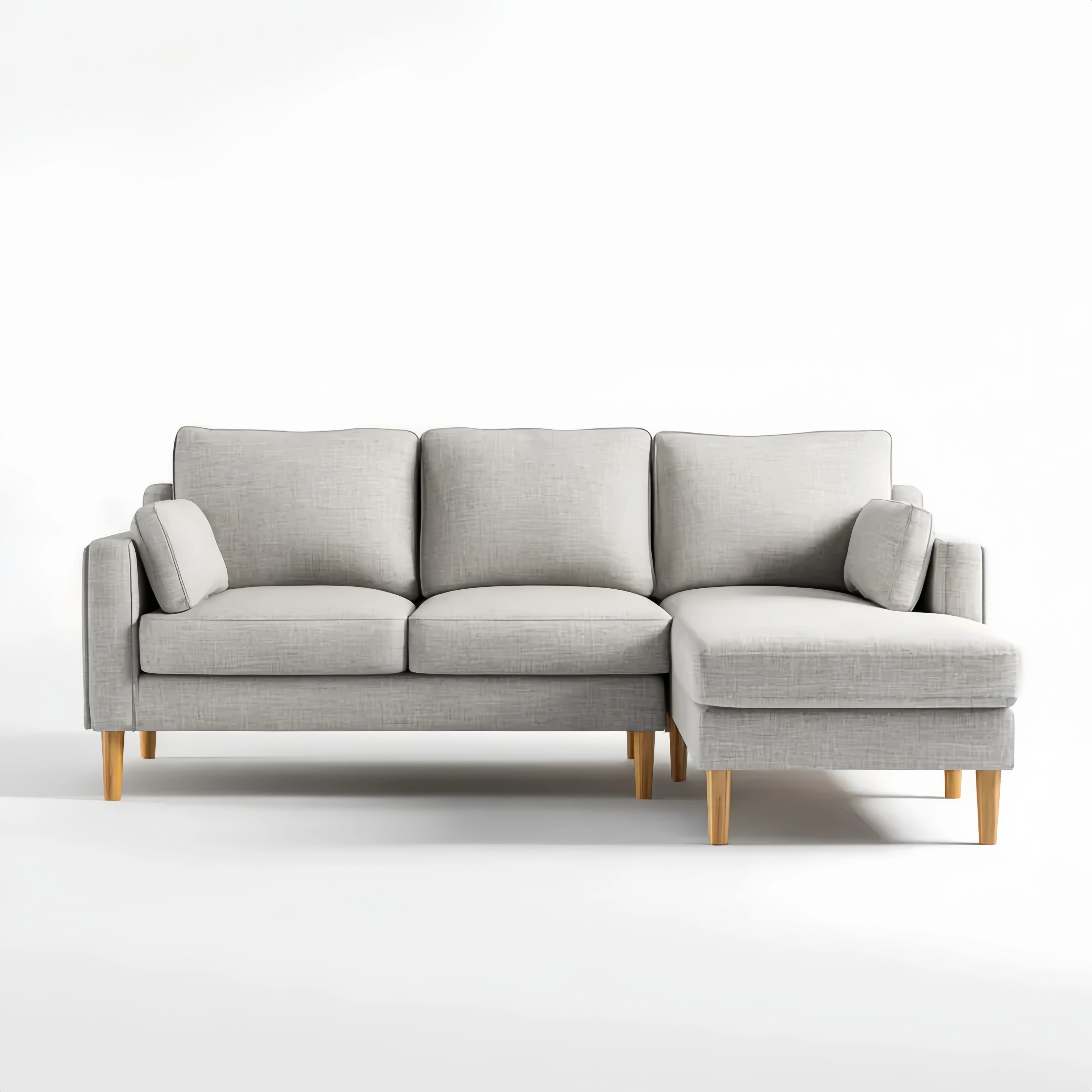 Ecksofa Stoff 250x150x85 cm – Hellgrau – Modernes Design