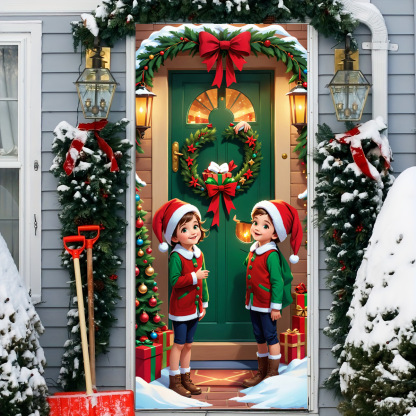 50% OFF🌟2025 Christmas and Halloween Door Cover--Suitable for Both Exterior and Interior Doors