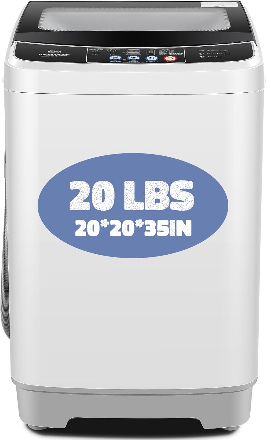 Washer and Dryer Combo with Glass Top Lid, LED Display, 10 Programs & 8 Water Levels for Apartment, Dorms, RV