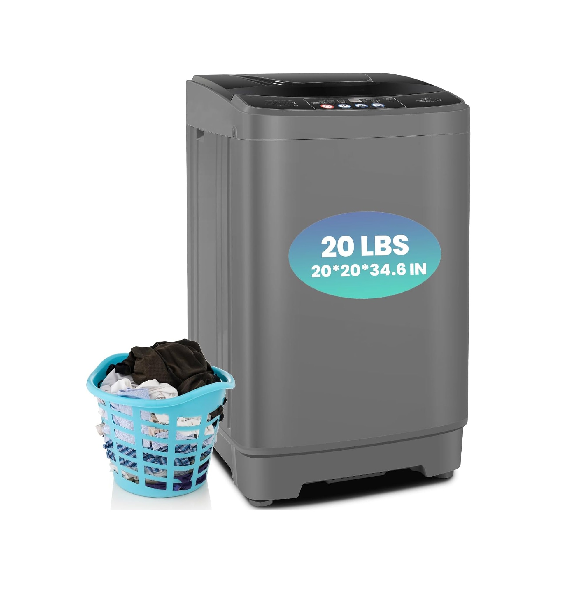20Lbs Capacity Portable Washer Machine, 2.8Cu.ft Washer and Dryer Combo with 10 Programs 8 Water Levels Compact Laundry Machine