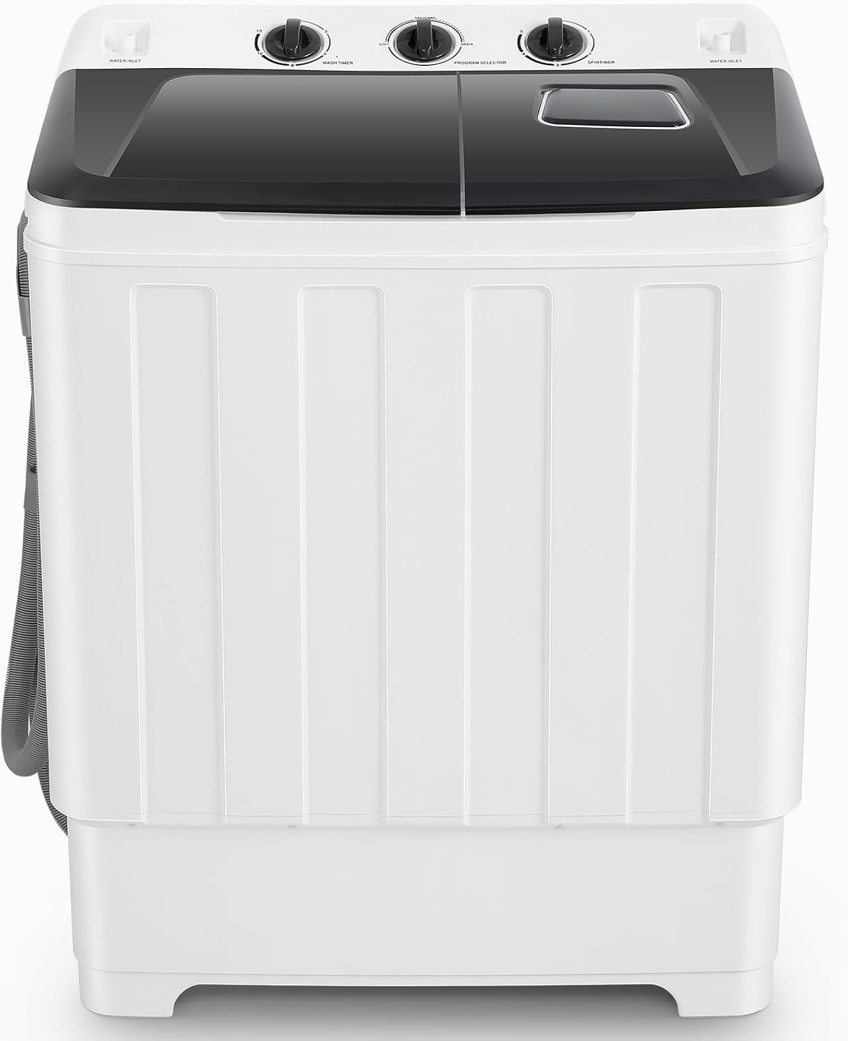 Portable Washing Machine 30Lbs Capacity Washer and Dryer Combo 2 In 1 Compact Twin Tub Laundry Washer (19Lbs) & Spinner (11Lbs) with Built-in Drain Pump, Time Control