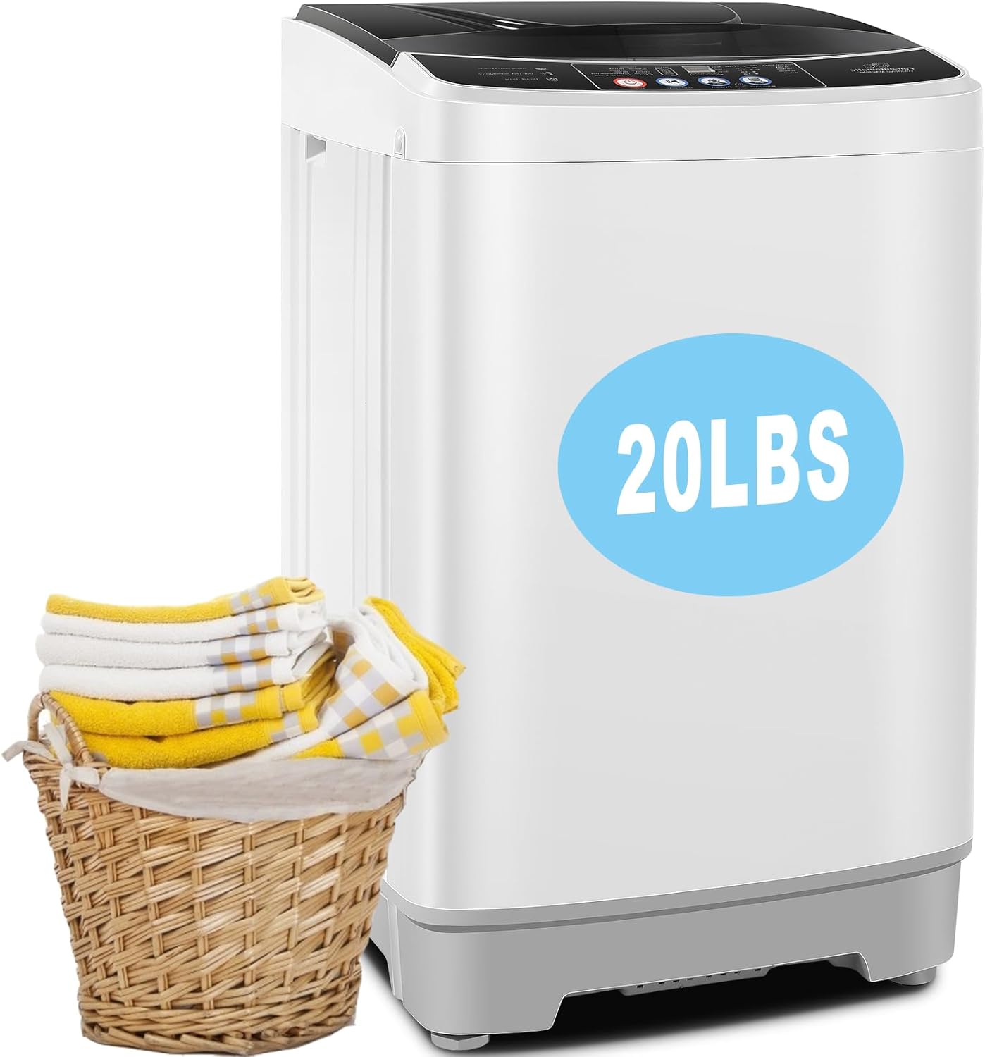 20Lbs Portable Washing Machine Portable Washer, 2.8 Cu.ft Washer and Dryer Combo with Drain Pump, 10 Programs 8 Water Level Compact Laundry Washer