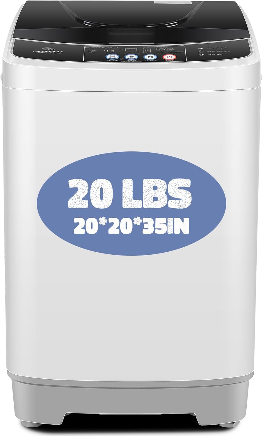 Washer and Dryer Combo with Glass Top Lid, LED Display, 10 Programs & 8 Water Levels for Apartment, Dorms, RV