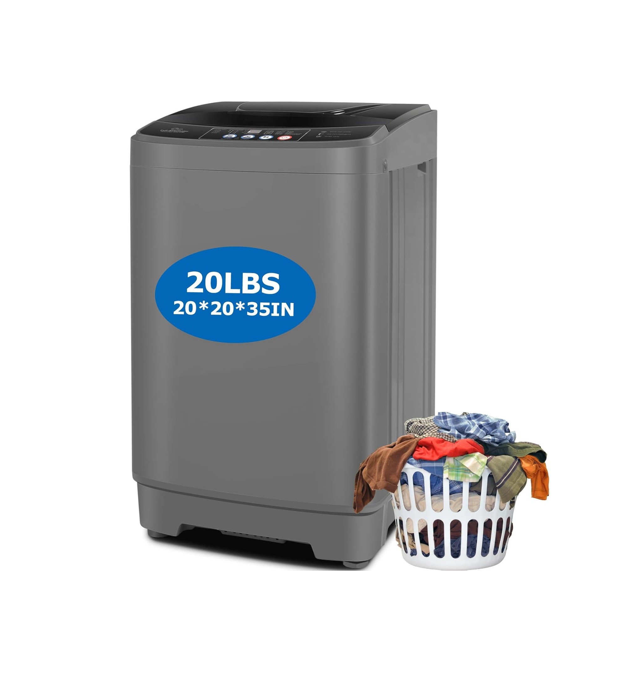 20Lbs Capacity Portable Washer Machine, 2.8Cu.ft Washer and Dryer Combo with 10 Programs 8 Water Levels Compact Washing Machine