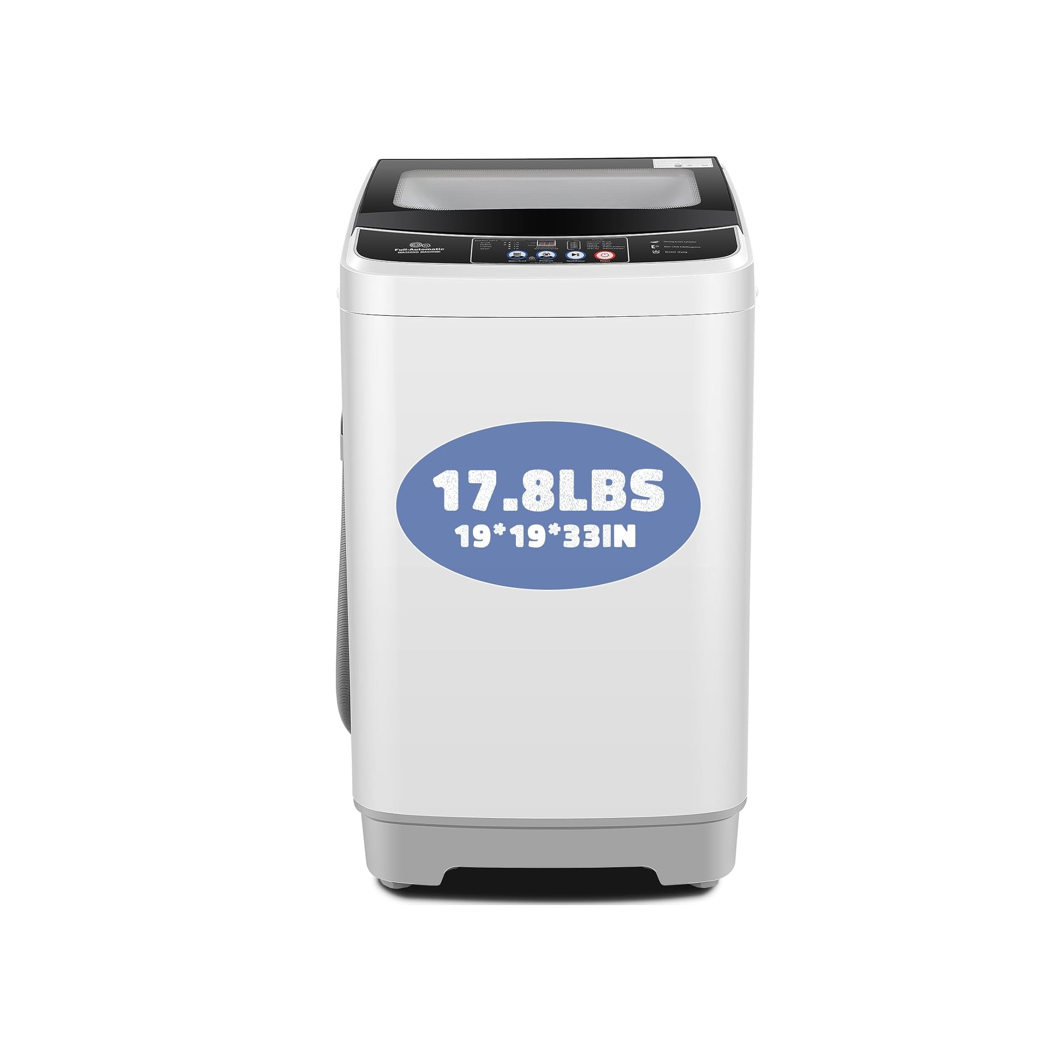 Washer and Dryer Combo with Glass Top Lid, LED Display, 10 Programs & 8 Water Levels for Apartment, Dorms, RV